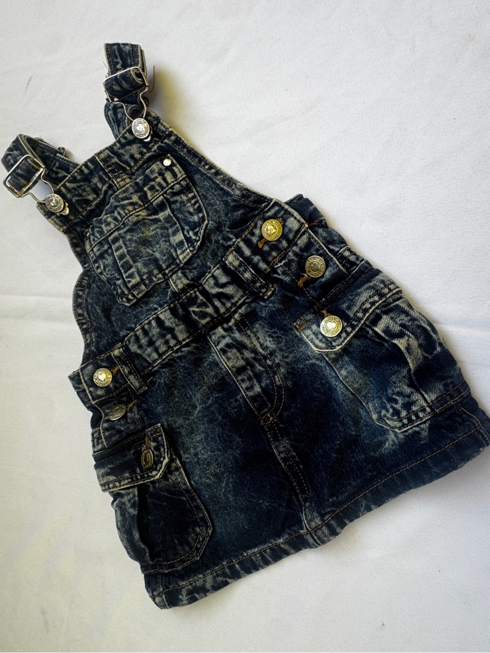 Girls jumper Distressed Dark Blue Denim Overall Skirt3T